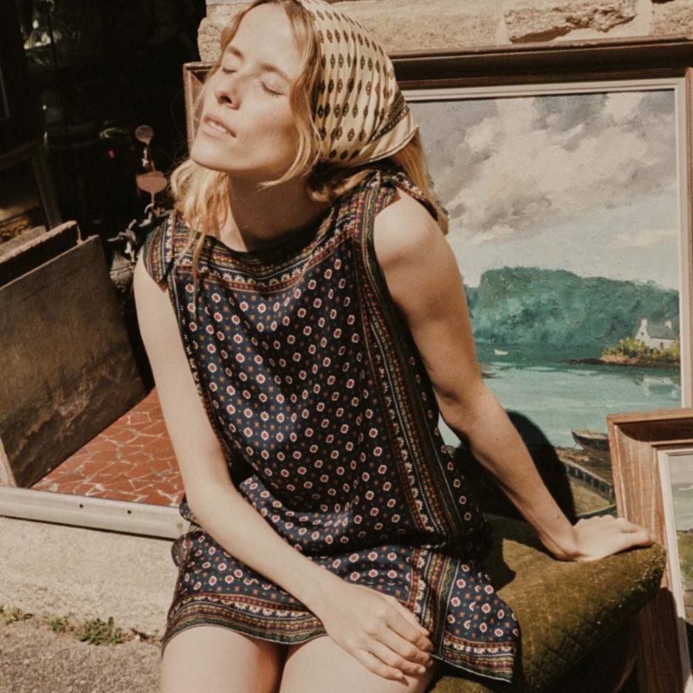 NWT DOEN MALIA DRESS IN MONTMARTRE FOULARD SMALL